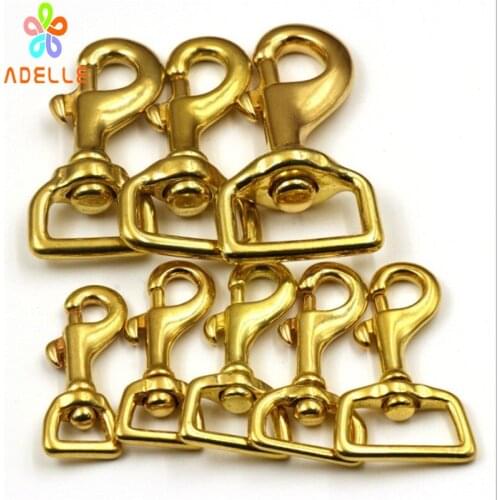 5x 100% Solid Brass Eye Swivel Bolt Snap hook clip Square Bottom 8 sizes for bags Pet Tents Leash Key Ring Free shipping High