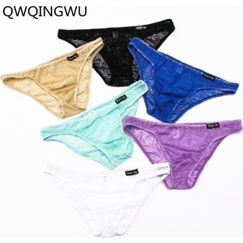 6PCS Men Briefs Sexy Bikini Gay Man Underwear Transparent Panties Man Jockstrap Briefs String Homme Man Briefs Lace Underwear