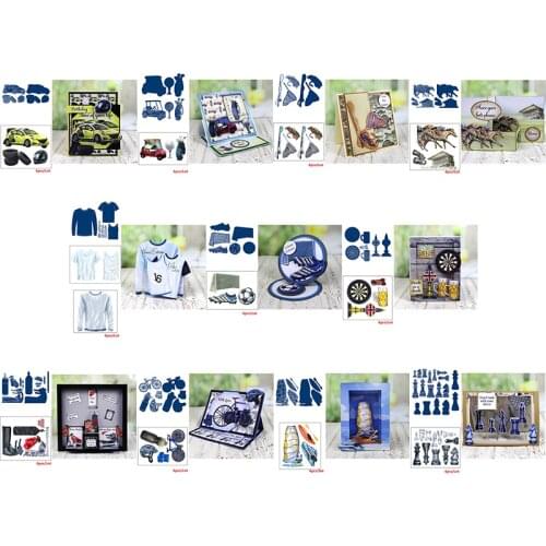 Car Bicycle Football Equipment Cutting Dies and Paper Jam Outdoor Sports Helmet Sailboat Chess Board Game DIY Scrapbooking 2020