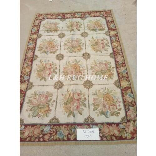 Free shipping 10K 4'X6' needlepoint rugs,100% New Zealand wool rugs floral design