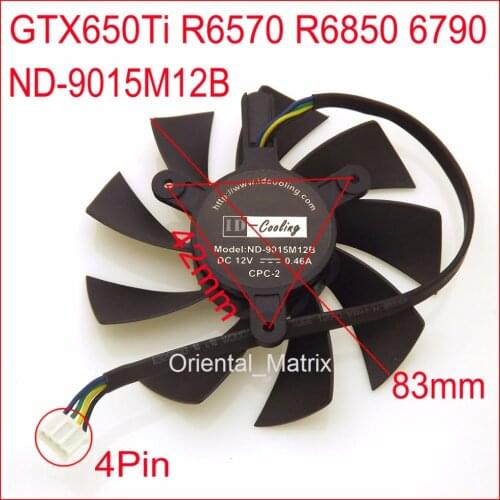 Free Shipping ND-9015M12B 12V 0.46A 4Pin 83mm 42x42x42mm For YESTON GTX650Ti R6570 R6850 6790 Graphics Card Cooler Cooling Fan