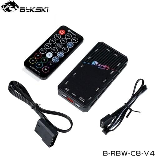 Bykski 5v RBW Controller ,Control Fans,Pump ,Reservoir GPU ,Cpu Water Cooling Block With 5V 3pin Light , B-RBW-C8