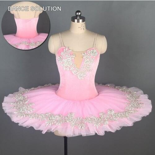 BLL108 Pink Velvet Camisole Pre-professional Leotard Tutu Adult & Girl Stage Performance Ballet Costumes Pancake Dance Dress
