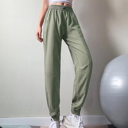 BINAND Pocket Sports Pants Women High Waist Yoga Pants Loose Running Gym Pants Thin Quick Dry Fitness Training Trousers Female