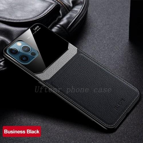 Phone Case for iPhone 13 Pro Max 13 mini Grained Leather Shockproof Bumper Mirror for iPhone 12 Pro Max 11 Cases