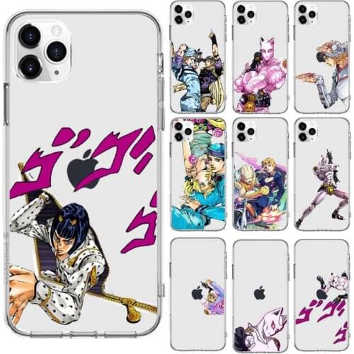 Anime JOJO Bizarre Adventure Japan Transparent phone case for iPhone 6 7 8 11 12 s mini pro X XS XR MAX Plus se cover