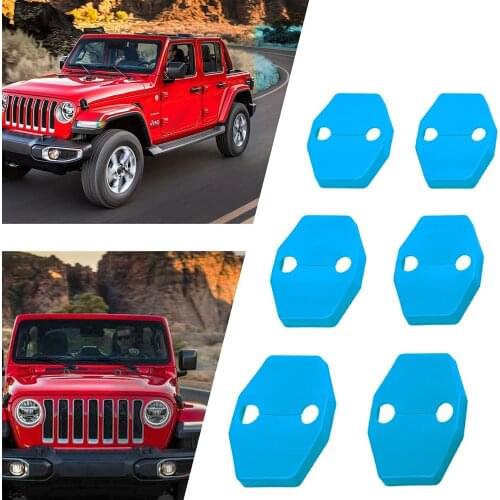 Chuang Qian 6x Door Lock Cover Buckle Decor Trim for 2018-2021 Jeep Wrangler JL JT Light Blue