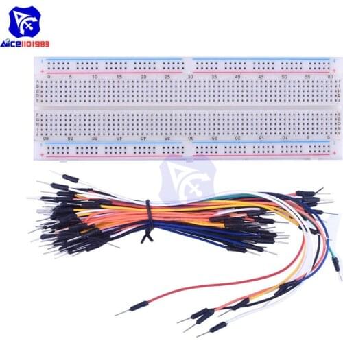 Diymore MB-102 Breadboard 830 Tie Point PCB Solderless Protoboard with 65pcs Male to Male Flexible Jumper Wire for Arduino