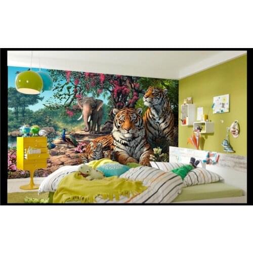 Custom photo wallpaper 3d wall murals wallpaper mural A tiger painting TV setting background wall paper living room wall decor