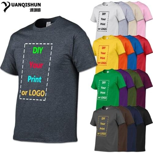 Top Quality Customized Print T Shirt YUANQISHUN Brand 17 Colors Men DIY Your like Photo or Logo Top Tees Mens T-shirt XS-3XL