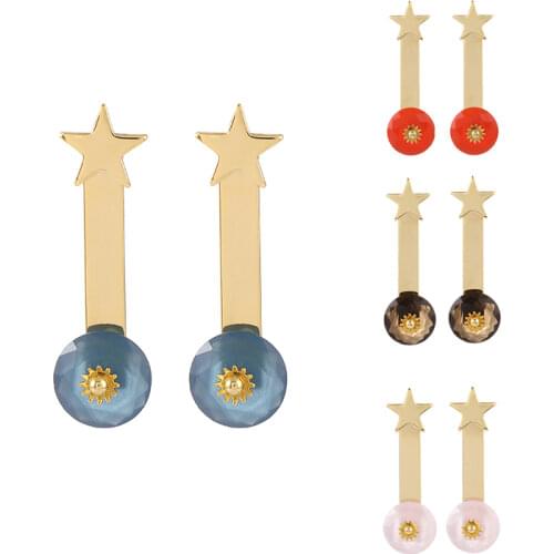 Selling Geometric gold plated Earrings women Jewelry Romantic Zircon Earrings Pentagram geometric stainless