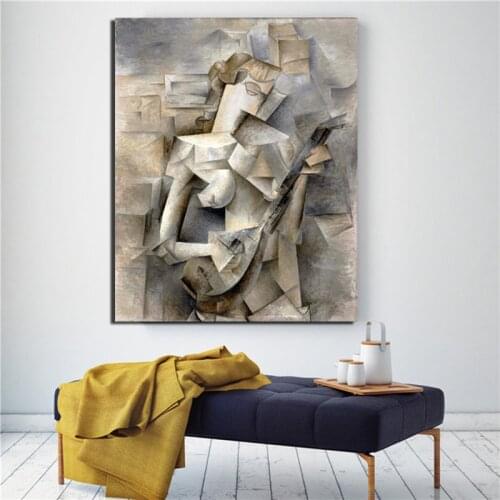 Pablo Picasso Girl With A Mandolin Canvas Painting Posters Prints Marble Wall Art Painting Decorative Picture Modern Home Decor