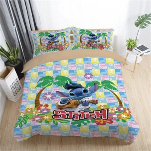 Disney Cute Stiller Series Patterned Bedding Set Cartoon Comfortable Duvet Quilt Cover Pillowcase Adult Children Room Decoration