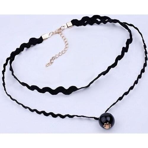 2021 Hot Fashion Simulated Pearl Necklaces Double Layer Lace Wave Pendant Choker Necklace For Women Jewelry Summer Style