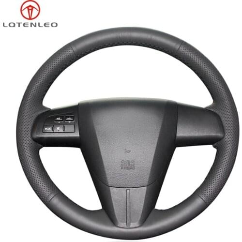 LQTENLEO Black Artificial Leather Car Steering Wheel Cover For Mazda 3 2008-2015 Mazda 6 2011-2013 CX-7 CX7 CX-9 CX9 2010-2015