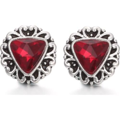 Fashion 6 Colors Triangle Crystal Ginger Snap Button Vintage Metal Mini Snap DIY 12mm Snap Earrings Bracelet Jewelry Gift