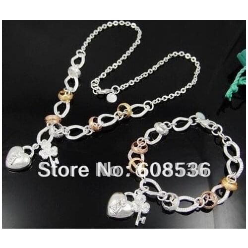 Fashion jewelry, Hot S925 sterling Silver color Jewelry Setsr Necklace & bracelet, jewelry,HOT SAL S154