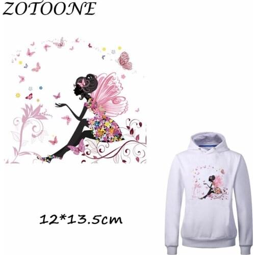 ZOTOONE Iron Patches for Clothing Beautiful Flower Girl Patches Beaded Applique Clothes T Shirt Heat Transfer DIY Accessory C