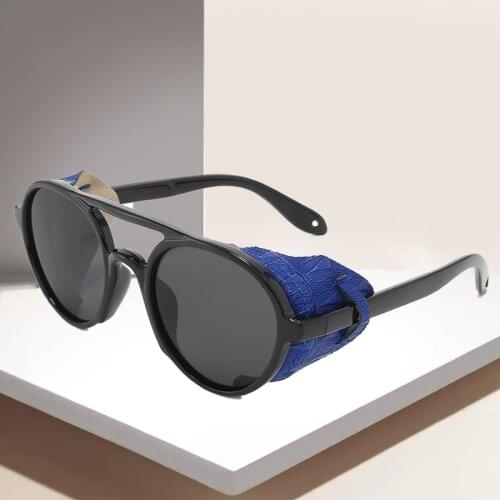 Eyewear Retro Steam punk sunglasses Women/Men Round Steampunk Vintage Sunglasses with Side Shields Steampunk Glasses 344