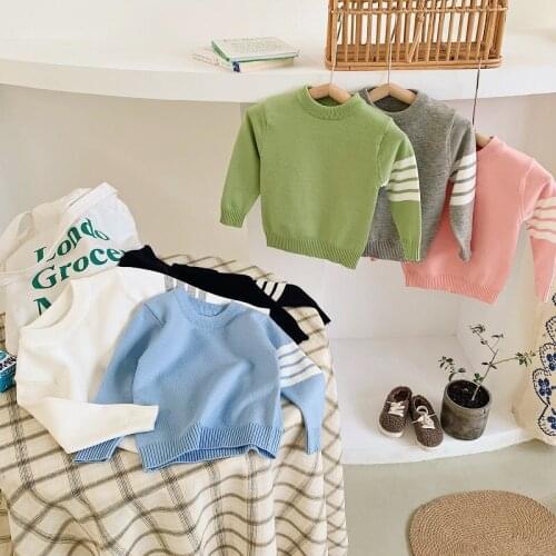 Autumn Baby Boys Sweater Toddler Boys O-Neck Jumper Knitwear Long-Sleeve Fashion Sweaters Children Clothes Kids Striped Coats