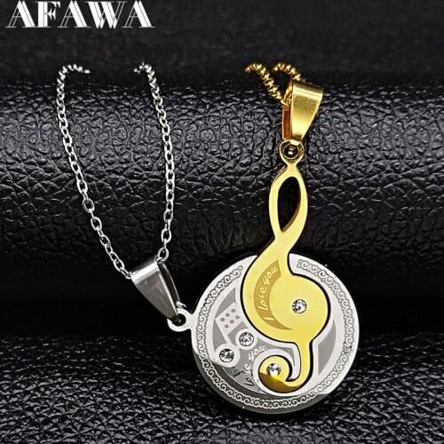 2 pcs 2021 Note Stainless Steel Couple Necklace for Men and Men Jewelry Silver Color Necklace Jewelry collar mujer N19782