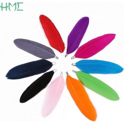 20pcs 8mm Natural Goose Feather Charms for Earring Necklace DIY Jewelry Findings Making Wedding Decoration Multicolor