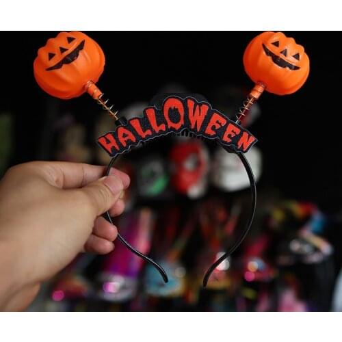 Glitter Skull Halloween Headband Pumpkin Led Head Band Children Girl Luminous Head Buckle For Festive Party Decor Hair Accessori