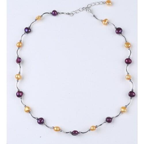Multicolor design freshwater pearl tube chain necklace