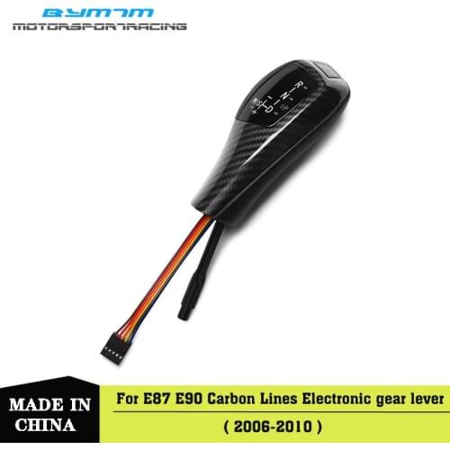 Left-hand drive LED Carbon fiber Cubic Printing Lines Shift Lever knob For BMW E87 E90 E91 E92 E93 E89 E82 E88