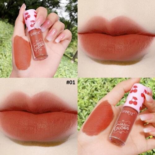 SANIYE 8 Colors Matte Lip Gloss Waterproof Long Lasting Moisturizer Natural Woman Lipstick Lip Gloss MakeUp Makeup Liquid O3Y7