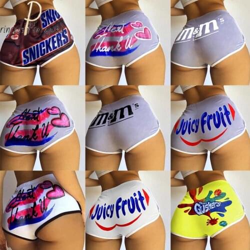 Elastic Waist Sports Shorts Women Summer 2021 New Print Color Anti Emptied Skinny Shorts Lady Casual Beach Running Short Pants
