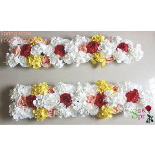 SPR Free shipping yellow red New wedding event stage arch flower table runner floral wall table flowers wedding decorations