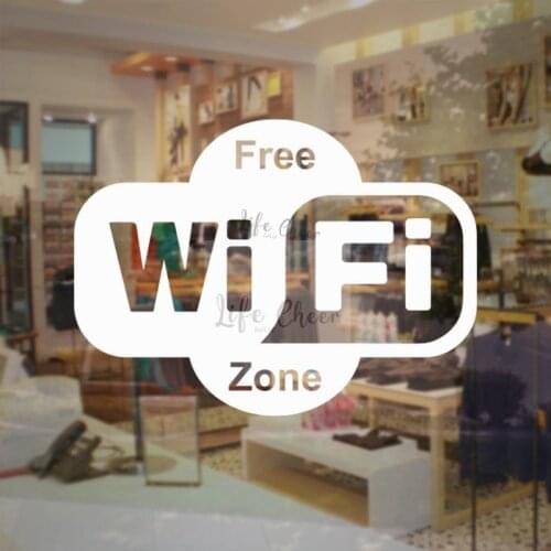 Bussine Shop Decor Wifi Free Logo Sign Wall Sticker Restaurant Cafe Store Vinyl Wall Decals Art Wifi Zone Window Decals AC101
