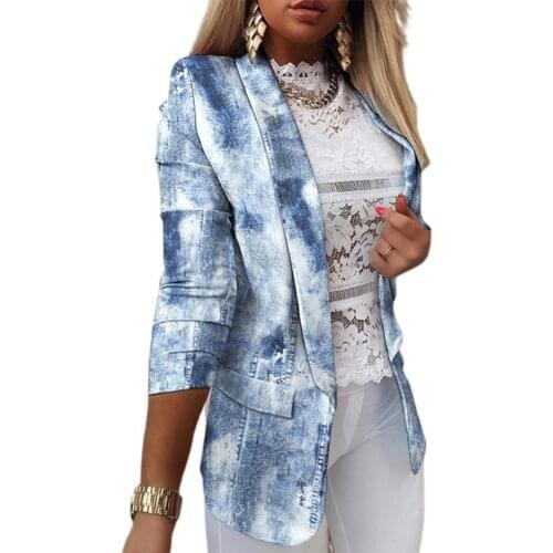 Office Women Blazers Cardigan Striped Blazers Plus Size Lady Tie Dye Long Sleeve Turn-down Collar Formal Blazers veste femme