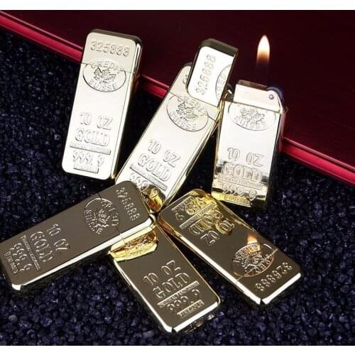 Gold Bar Lighter Creative Ultra-thin Mini Grinding Wheel Open Flame Lighter Smoking Accessories for Weed Gadgets for Men Gift