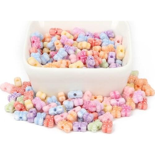100Pcs Mixed Butterfly Acrylic Beads 8x5mm For Jewellery Marking Loose Spacer Beads Bracelet Necklace Charm Jewelry Finding