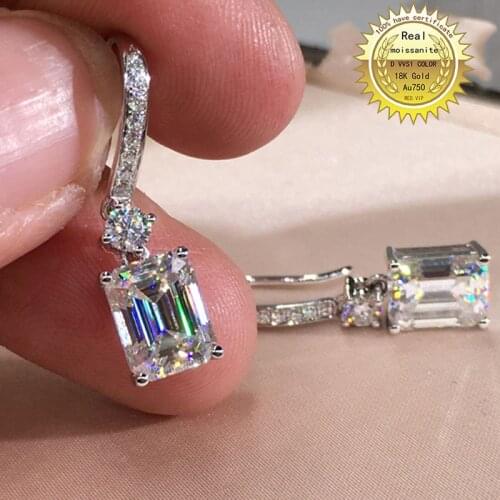 18K Gold A750 gold A pair of Earrings 2Ct D Color Moissanite Earrings For Women