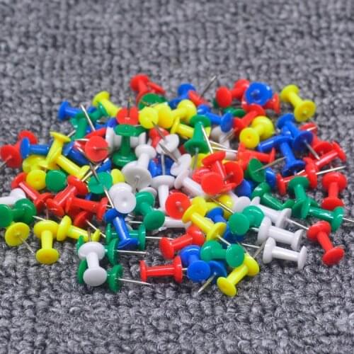 200pcs multicoloured Plastic push pins office binding Cork Board Safety Colored pin big head needle pins