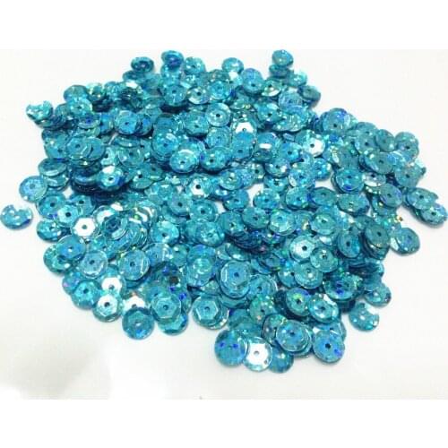 2000pcs/lot Light Blue 8mm Cup Laser Hologram round loose sequins Paillettes sewing Wedding craft Accessories Free Shipping