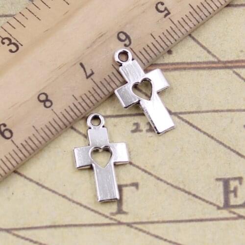 30pcs Charms Cross Heart 18x20mm Tibetan Bronze Silver Color Pendants Antique Jewelry Making DIY Handmade Craft