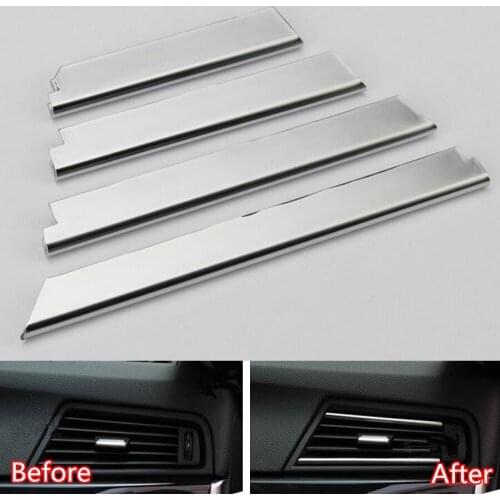 4Pcs Car Interior Dashboard Console AC Air Condition Outlet Vent Strip Trim Cover Sticker For BMW 5 Series F10 520 523 525 11-15