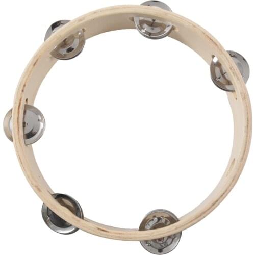 8" Musical Tambourine Tamborine Drum Round Percussion Gift for KTV Party