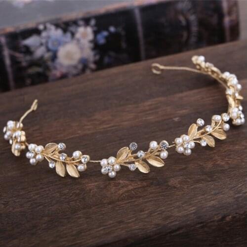 Hair Accessories 2020 Wedding Bridal Gold Color Headband Leaves Hairband Women Head Ornament Ladies Prom Party Hairs Jewelry