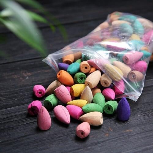 Natural Sandalwood Backflow Incense Colorful Indoor Tower Zen Incense Aroma Air Purify Freshener Cone Home Supply