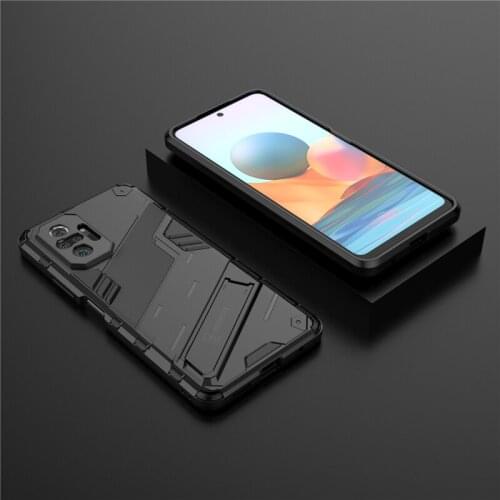 Armor Hard Phone Stand Back Case For Xiaomi Redmi Note 10 Note10 Pro 10S Anti-fall TPU Bumper Shockproof Protection Cover Shell