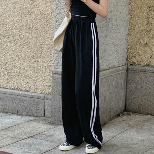 MINGLIUSILI Black Sweatpants Women Spring Korean Style Fashion 2021 Print Joggers Women Casual All-match High Waist Trousers