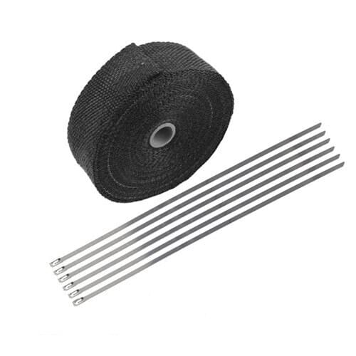Black 10M Fiberglass Exhaust Header Pipe Heat Wrap Tape Motorcycle Muscle Cars Atvs Go Carts Street Rods Hot Rods Tractor
