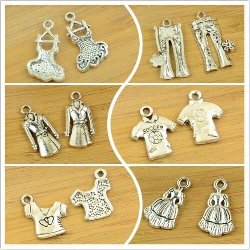 DIY alloy charm pendant skirt/coat/jumper/trousers/jeans/T-shirt shape antique silver vintage jewelry making accessories finding