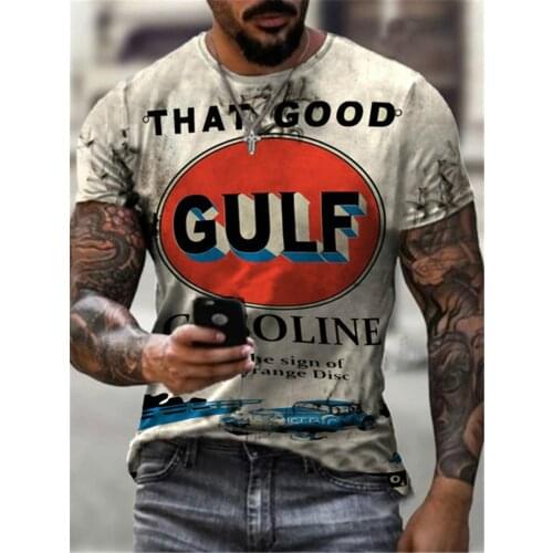 Mens Summer New Round Neck Short Sleeve Loose Personality T-shirt Printed Pattern Casual Short T-shirt Top
