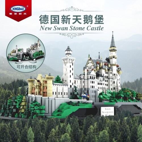 H&HXY XB05002 7437Pcs Famous Architecture City Model Neuschwanstein Castle Building Blocks Bricks Christmas Gifts Birthday Toys